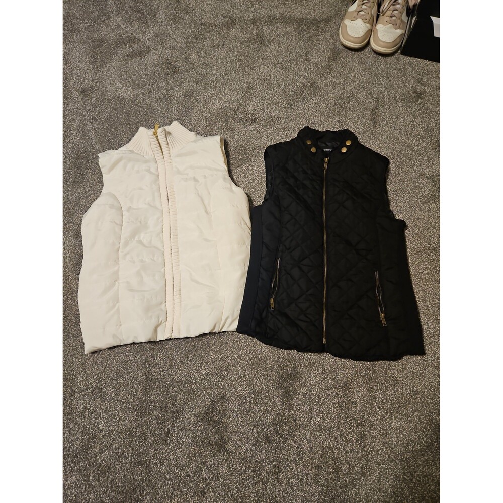 2 Puffer Vests White Michael Kors, Black Zenana Outfitters Size Small Women's